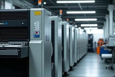 Image representing printing process with printing machines